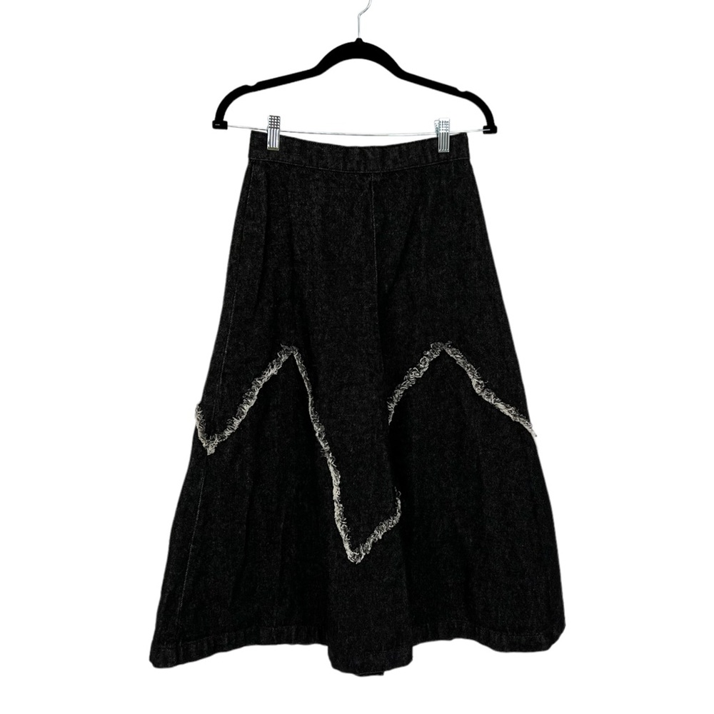 Vintage Lida Jeans Black Denim Midi Skirt Size 8